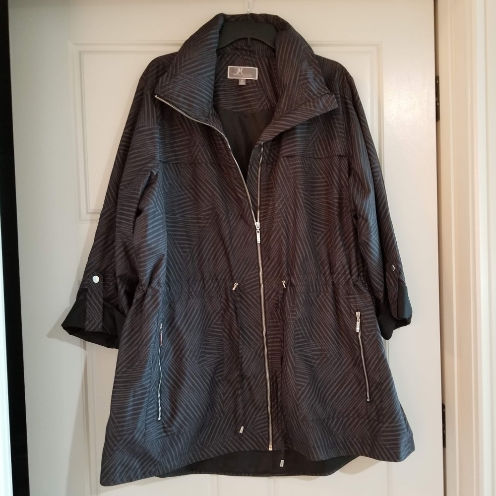 3X JM Collection Jacket Raincoat Black and Gray